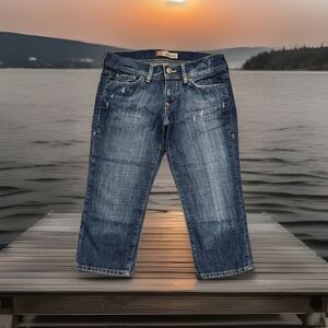 Old Navy Ultra Low Waist Capri Jeans 6 (31x19) Blue Distressed Y2K Denim Womens